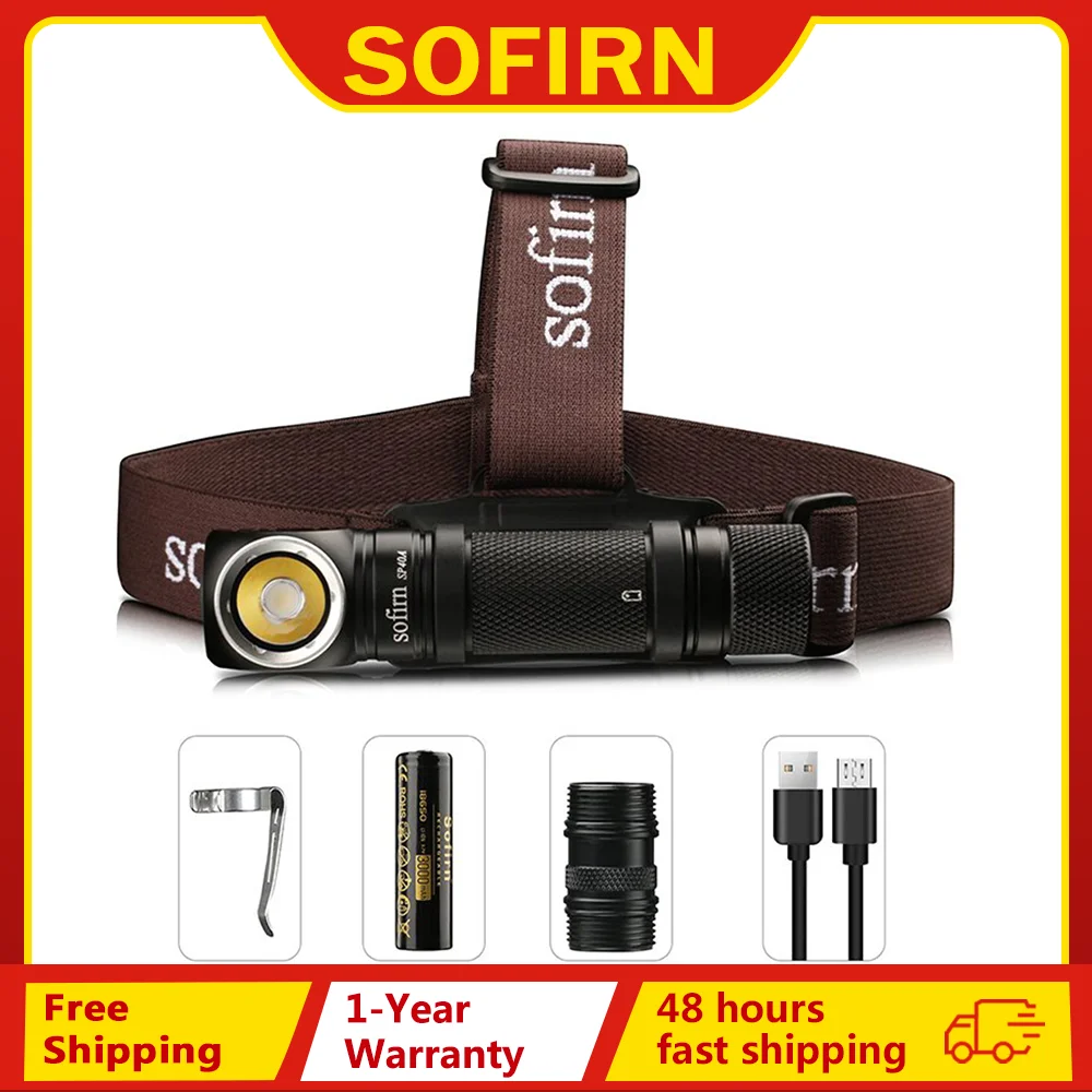Sofirn SP40A TIR Optics Wiederaufladbare LED-Stirnlampe TN-3535 1200 lm 18650-Scheinwerfer 18350-Winkel-Taschenlampe mit Magnetschwanz Image