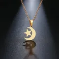 DOTIFI Edelstahl Halskette Für Frauen Liebhaber Gold Farbe Mond & Stern Anhänger Halskette