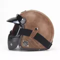 2020 neue Offene Gesicht 3/4 Motorrad Helm PU Leder Retro Motorrad Helm Moto Bike Motocross Helme