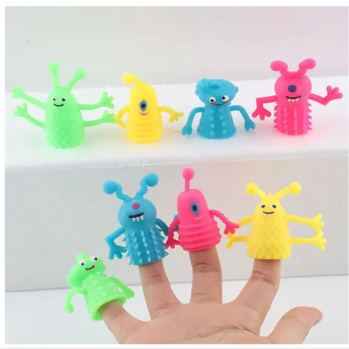 4 Teile/satz Bunte TPR Kunststoff Niedlichen Mini-Tier Monster Finger Puppen Kinder Finger Puppet
