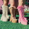 Neue Winter Frauen Schnee Stiefel Plattform Keil Hohe Ferse Faux Pelz Dame Schuhe Weibliche Plüsch