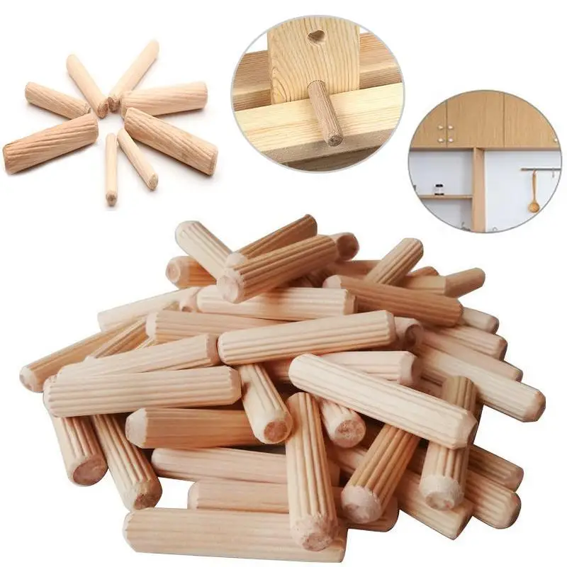 50 stücke M6 * 30/40mm M8 * 30/40mm Holz Dübel Schrank Schublade Runde geriffelte Holz Handwerk Pins Stangen Set Möbel Fitting holz dübel pin