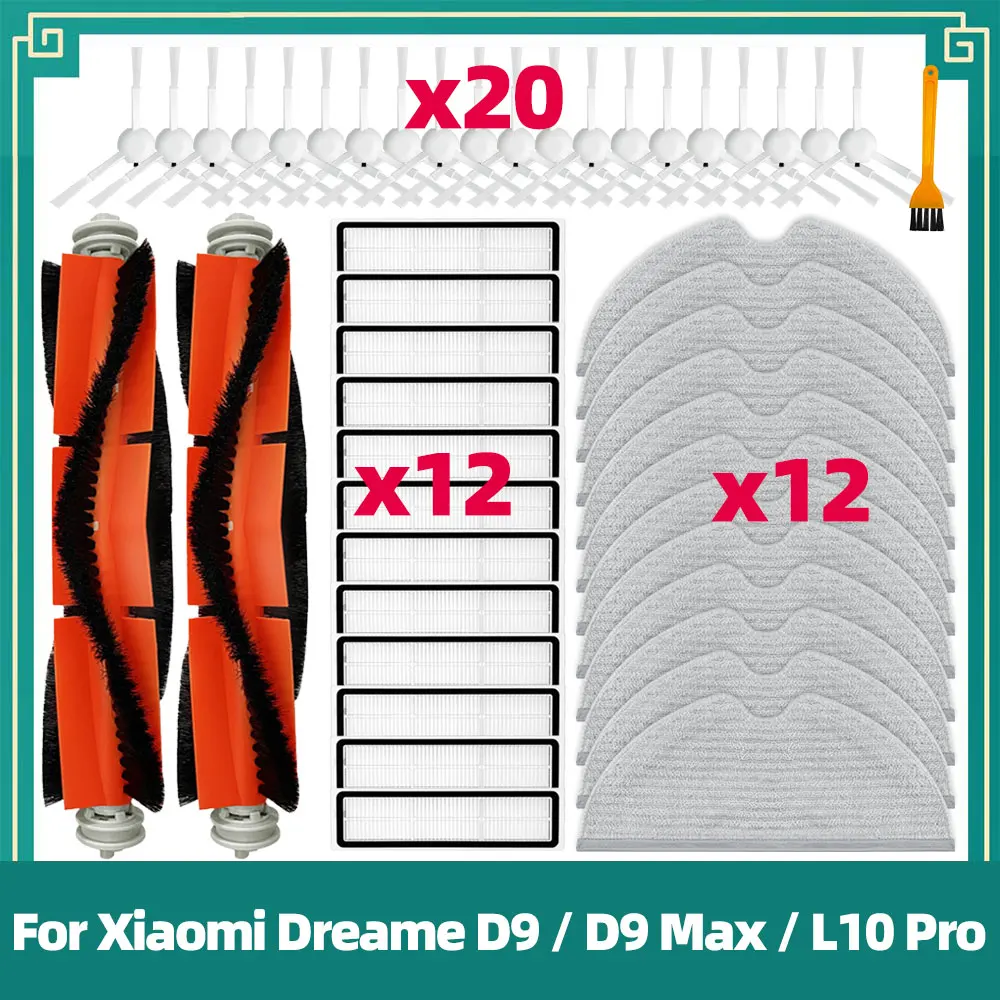 Kompatibel für Dreame D9, D9 Max, L10 Pro, Trouver Robot LDS Vacuum Finder: Teile für Saugroboter — Haupt- und Seitenbürste, Mopp, HEPA-Filter Image