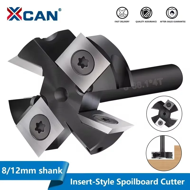 XCAN Fräser CNC Spoilboard Surfacing Router Bit 8/12mm Schaft Einsatz Hartmetall Platte Abflachung Router Bit Holz Hobel Bit Image