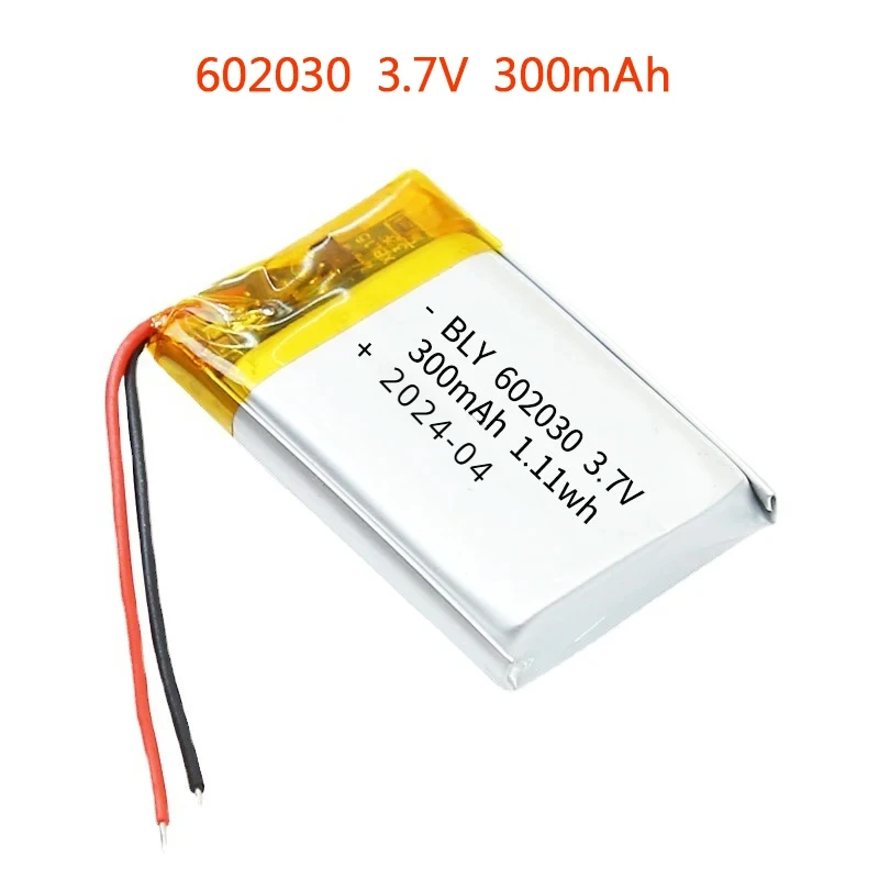 602030 3,7 V 300 mAh Polymer-Lithium-Ionen-Akku mit echter Kapazität für Spielzeug, LED-Licht, Bluetooth-Lautsprecher, Werkzeugzubehör Image