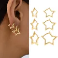 Klassische Glatte Kupfer Metall Stern Hoop Ohrringe für Frauen Minimalistischen Hoops Huggie Ohr