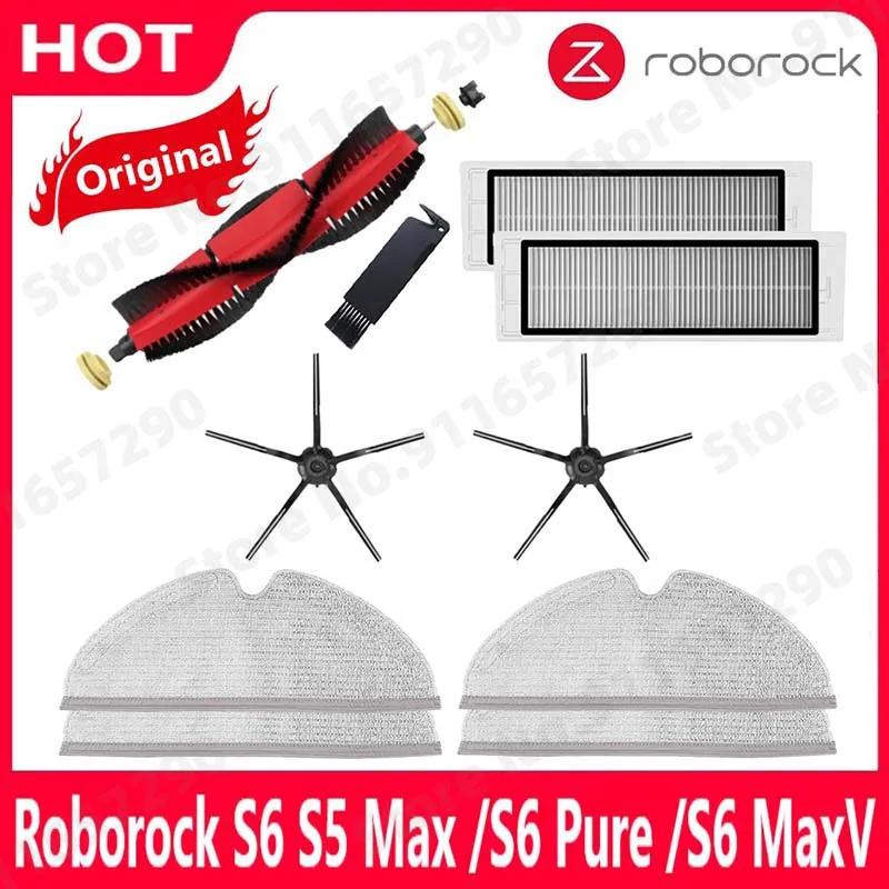 Original Roborock S5 Max / E4 / E5 / S45 Max / S6 MaxV abnehmbare Hauptbürste Silikon-Seitenbürste waschbares Filterzubehör Image