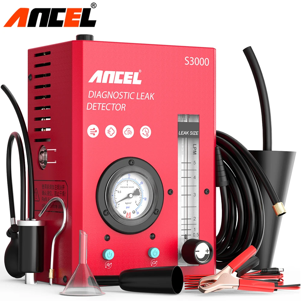 Ancel s3000 auto rauchleck detektor mit luftpumpe 12v evap diagnose werkzeug vakuum tester kraftstoff rohr lecks ucher für motorrad Image
