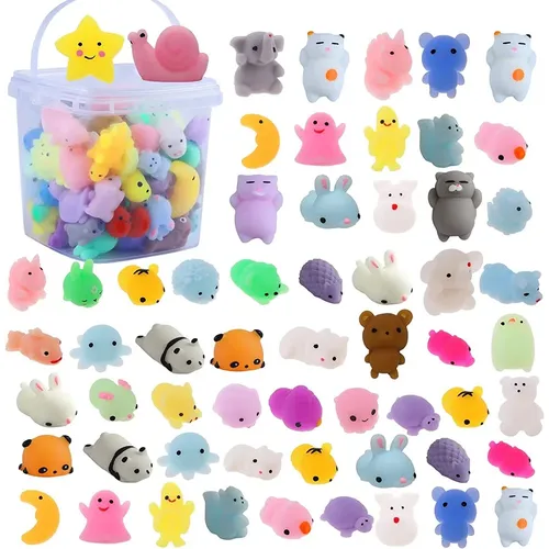 72 Stück Mochi Squishy Spielzeug Squishies Zappeln Spielzeug Kawaii Tiere für Party begünstigt