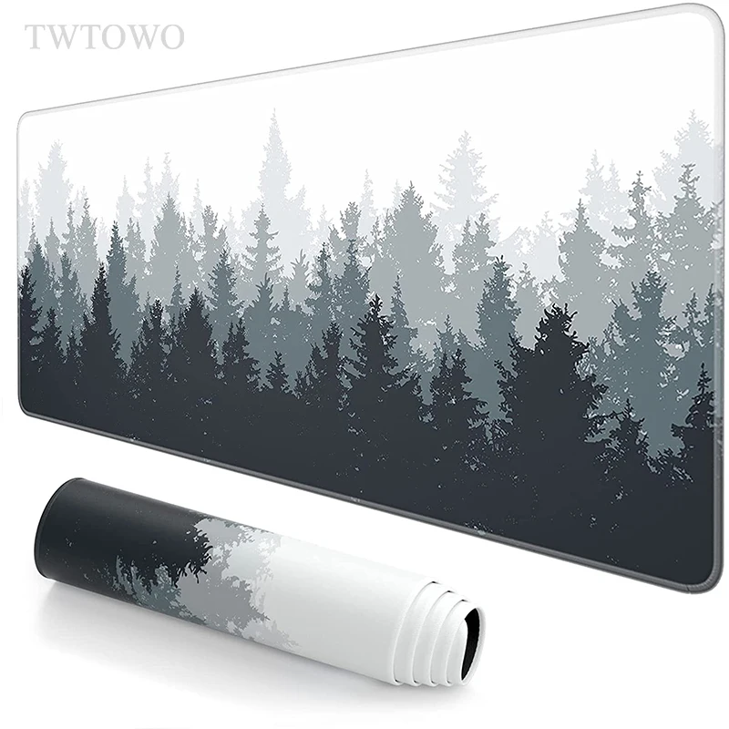 Grey Forest Trees Mauspad Gaming XL Computer Neues großes Mauspad XXL-Tastaturpad Naturkautschuk Anti-Rutsch-weiches Mauspad Image