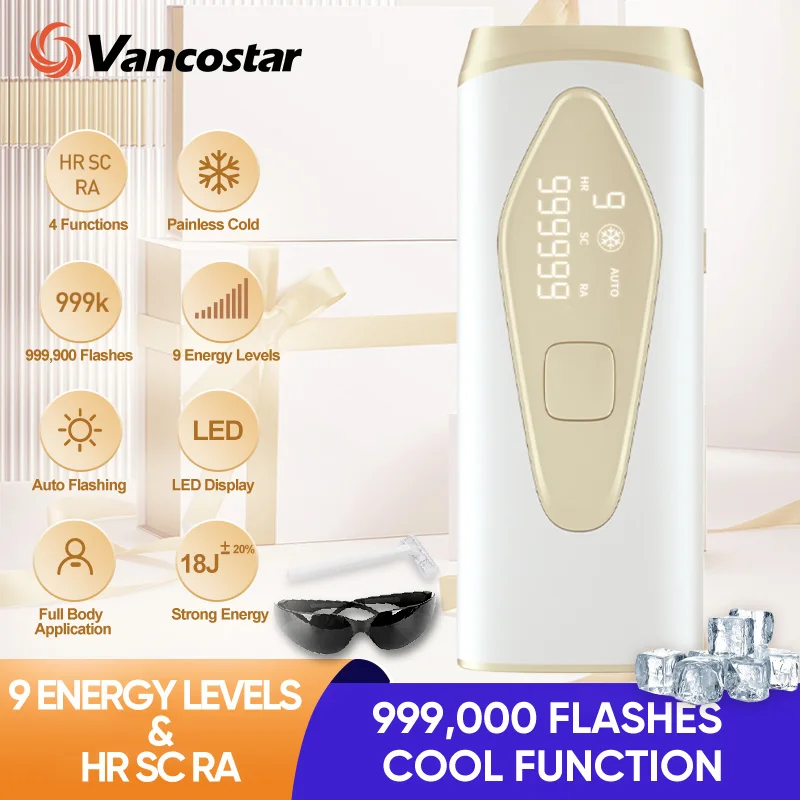 Vancostar Laser-Haarentfernung 999900 Flash Cool Rejuvenation Aknebehandlung für Home Bikini Trimmer IPL Epilierer Beauty Device Image