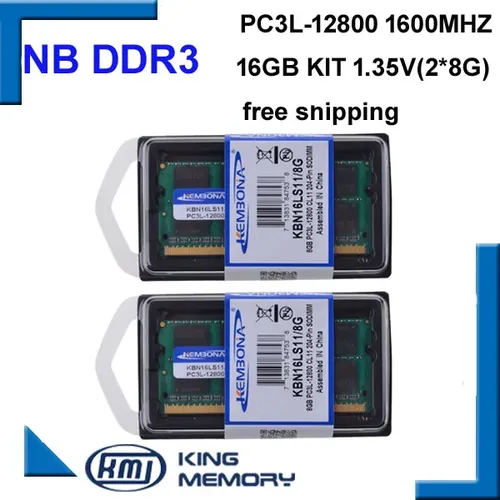 KEMBONA neue kommen laptop rams sodimm DDR3L DDR3 16GB(kit von 2 stücke ddr3 8gb) PC3L-12800 1 35 V