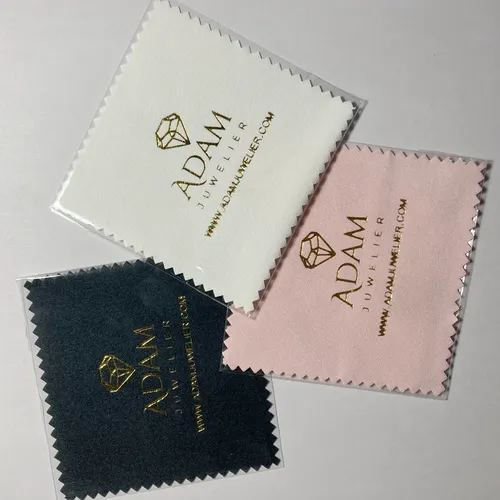 300PCS Individuelles LOGO 8*8cm Gold Folie Silber Polnischen Tuch Individuelle Verpackt Silber