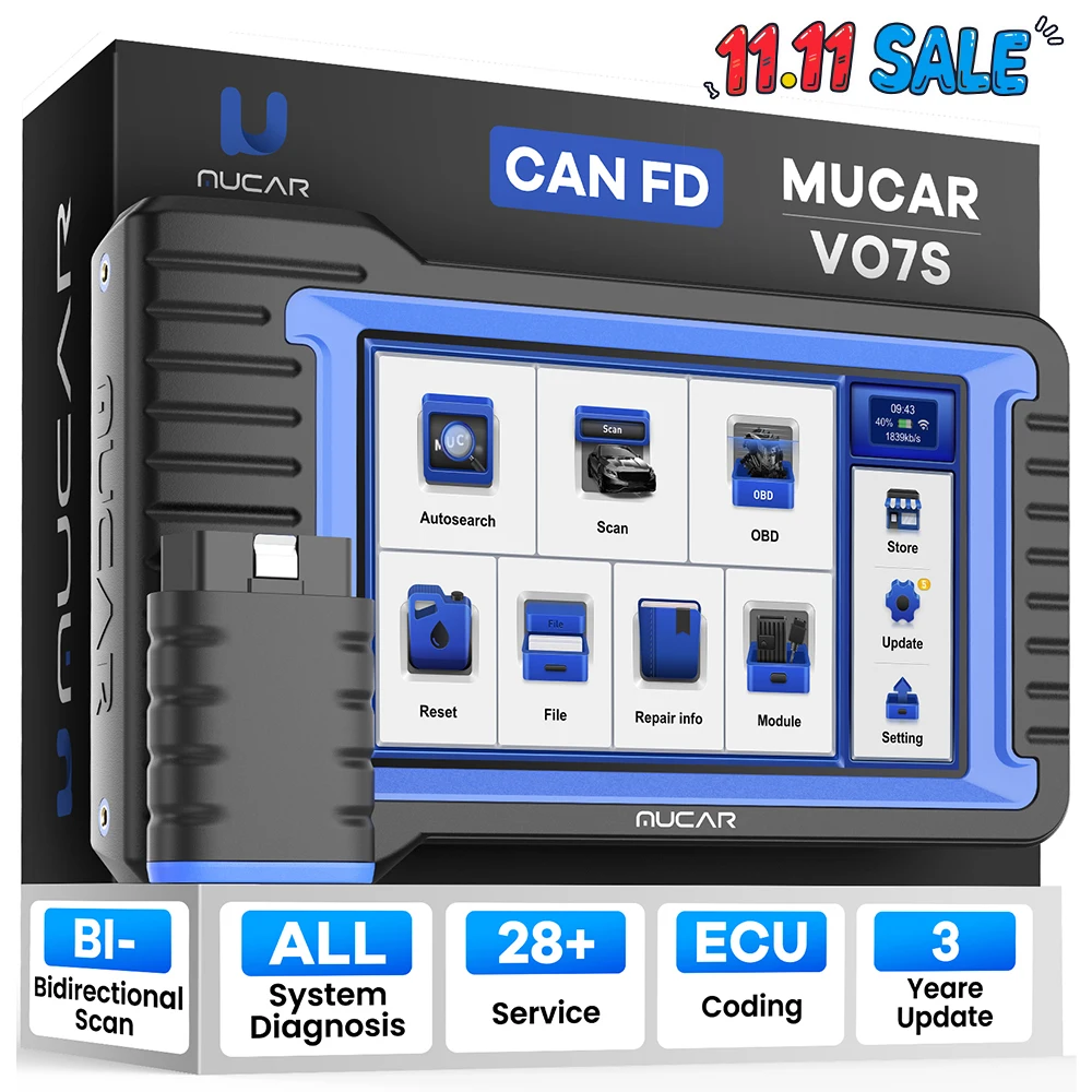 MUCAR VO7 VO7S Professioneller Auto-OBD2-Scanner, komplettes System, 28 Reset-ECU-Codierung, bidirektionale ECM TCM SRS-Scan-Autodiagnosetools Image
