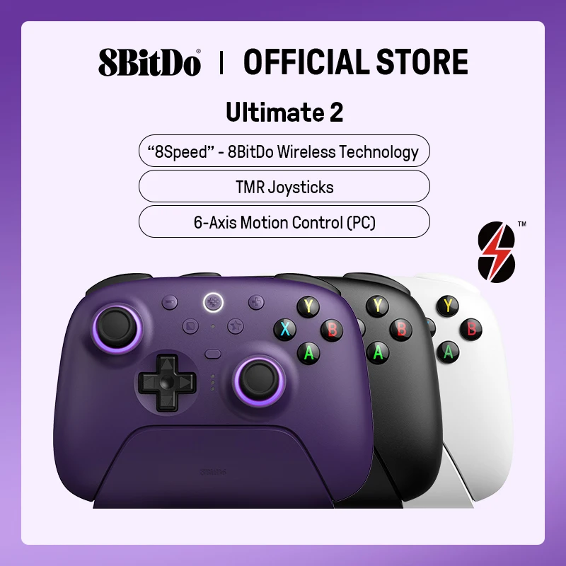8BitDo Ultimate 2 Wireless Gaming Controller für PC und Android mit TMR-Joysticks, umschaltbaren Auslöser, Bewegungssteuerung, 8 Geschwindigkeiten Image