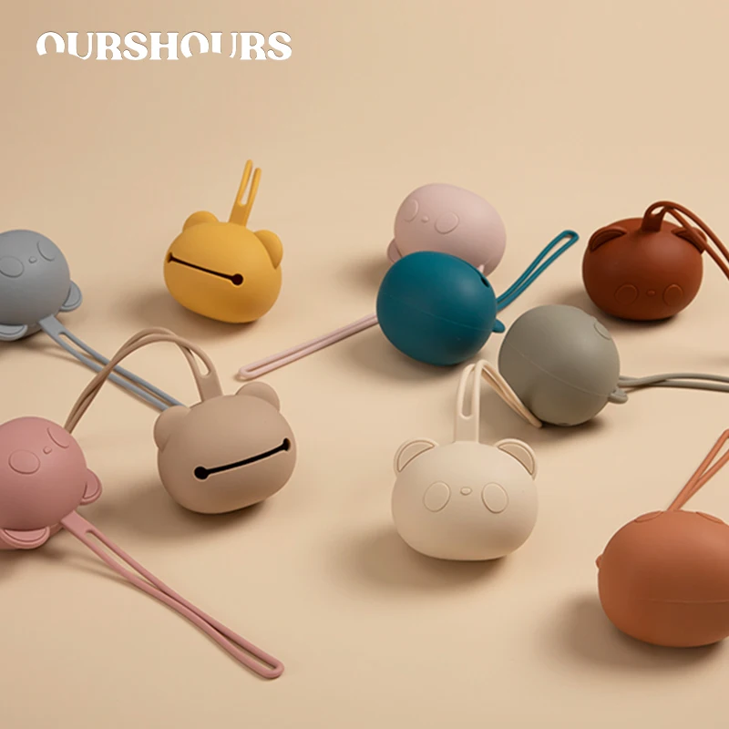 Neugeborenen Tragbare Schnuller Container Fall Food Grade Baby Silikon Schnuller Halter BPA FREI Baby Cartoon Panda Nippel Lagerung Box Image
