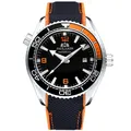 Männer Automatische Selbst Wind Mechanische Leinwand Gummi Strap Orange Blau Rot Luxus Uhr