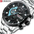 Curren Herrenmode wasserdichte Sport Quarz Chronograph Armbanduhr Luxus Edelstahl Uhr mit