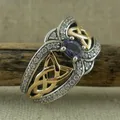 Vintage Zwei Ton Celtic Ring für Frauen Klassische Trendy Blau Rot Zirkon Ringe Jahrestag Engagement