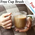 Doppel Wand Hohe Borosilikatglas Becher Hitze Beständig Tee Milch Zitrone Saft Kaffee Wasser Tasse