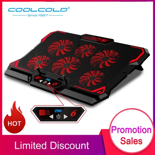 COOLCOLD 17 zoll Gaming Laptop Kühler Sechs Fan Led-bildschirm Zwei USB Port 2600RPM Laptop Cooling