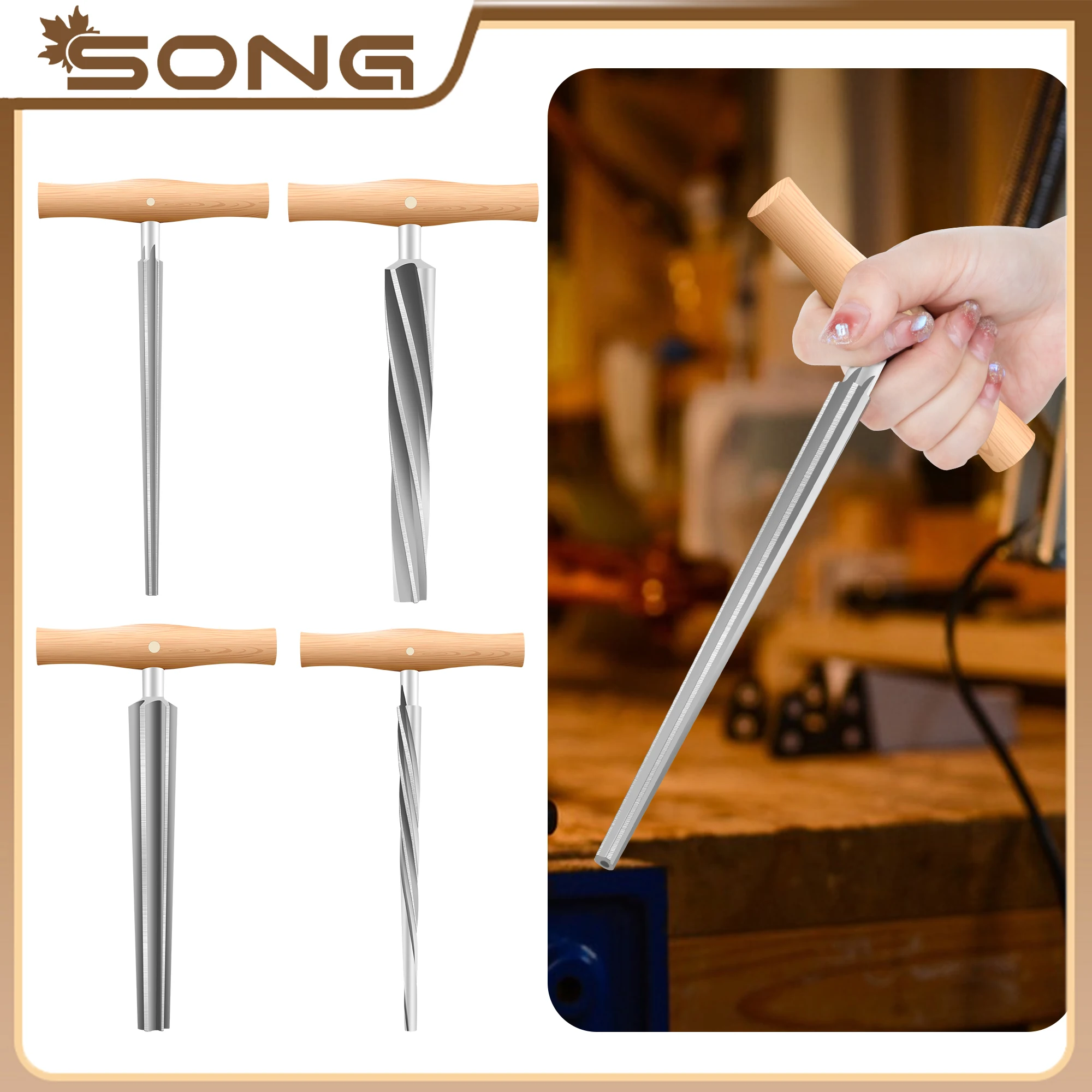 Violine Viola Cello Peg Lochreibahle für 3/4 4/4 1/2 1/4 Cello/Double Bass End Pin Reibahle HSS Blade, Gitarrenbauer Reparaturwerkzeuge Image