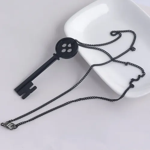 Horror Film Coraline Halskette Keychain Neil Gaiman Schwarz Schatz Brust Schlüssel Halskette für