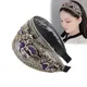 Retro Breite Spitze Bestickt Frauen Stirnband Pailletten Lünette Haar Hoop Weiblichen Turban