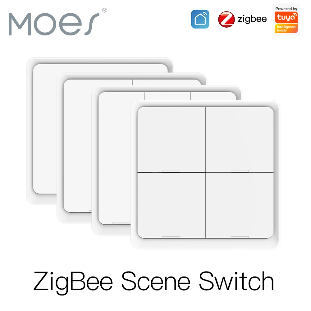 Moes ZigBee Drahtlose Szene Schalter 12 control modi Handheld Push Button 2MQTT Setup Home Automation Szenario Tuya Smart Geräte Image