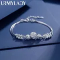 Feine 925 Sterling Silber Glück Perlen Kugel kette Armband für Frauen Luxus Mode Party Hochzeit