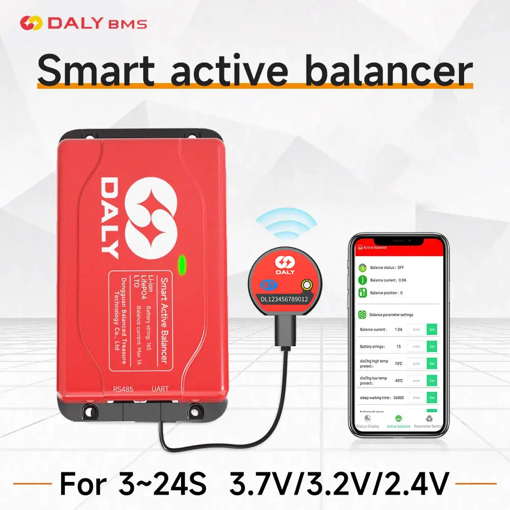 Daly Smart Active Balancer BMS Lifepo4 Active Equalizer 4S Balanceador de Bateria 24V Load Balance Board Bluetooth 1A Strom Image