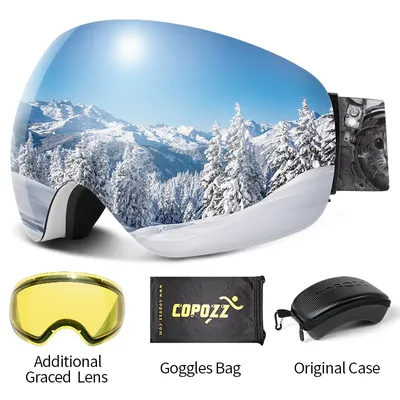 Rahmenlose Anti-Fog-Ski brille Nacht linsen box Set UV400 Schutz Ski Snowboard Anti-Rutsch-Riemen