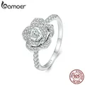 Bamoer 925 Sterling Silber Luxus Blumen ring zarte klare Rose Ring Pflaster Einstellung cz für