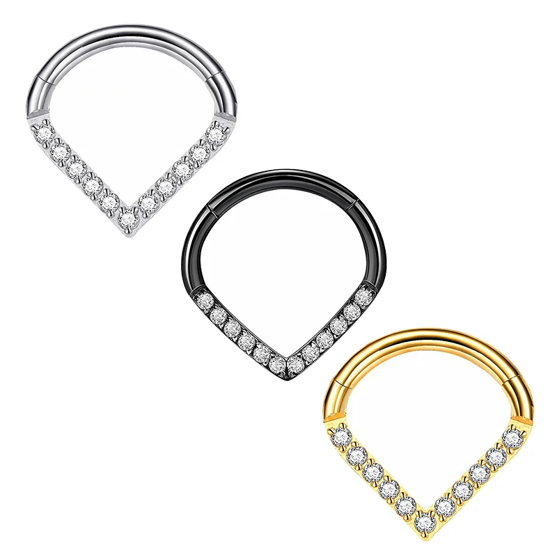 1PC G23 Titan Hoop CZ Herz Septum Helix Piercing Nasenringe Tragus Knorpel Klapp Segment Ohrringe Perforierte Schmuck geschenk Image