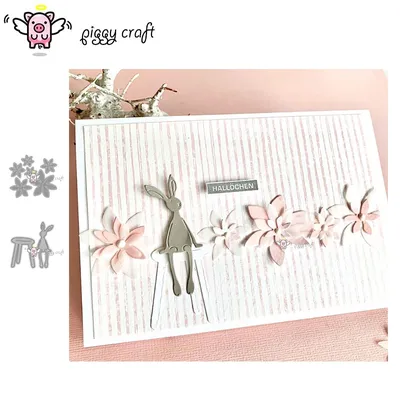 Piggy Craft Metall-Stanzformen, geschnittene Matrizenform, Blume, Kaninchen, Bank, Sammelalbum,