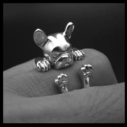 Französisch bulldog Ring freie größe hippie tier bulldog Ring schmuck für pet liebhaber