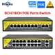 Hiseeu 48V 8/16 Ports POE Schalter Ethernet 10/100Mbps IEEE 802 3 af/at für IP Kamera/CCTV