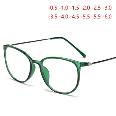 TR90 Runde Kurzsichtig Brillen Frauen Männer Retro Oval Student Fertig Myopie