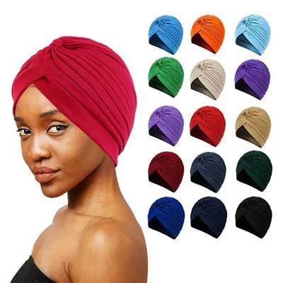 Neue Verknotet Rüschen Turban Damen Weiche Kopftuch Casual Streetwear Weibliche Moslemisches Hijab