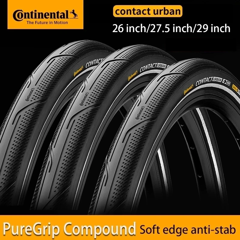 Continental Contact Urban 26/27,5/29 Zoll 1,6/2,0/2,2 Fahrrad-Stahldrahtreifen 180TPI mit Reflektorstreifen MTB E-BIKE Reifen
