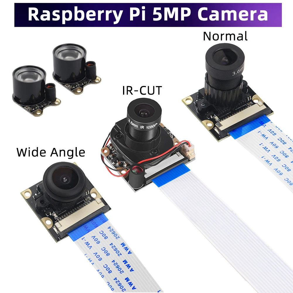 Raspberry Pi 4 Kamera 5 MP Nachtsicht 1080P Optionale Weitwinkel-Fisheye-IR-CUT-Kamera FF AF für Raspberry Pi 4B 3B+ 3B Zero Image