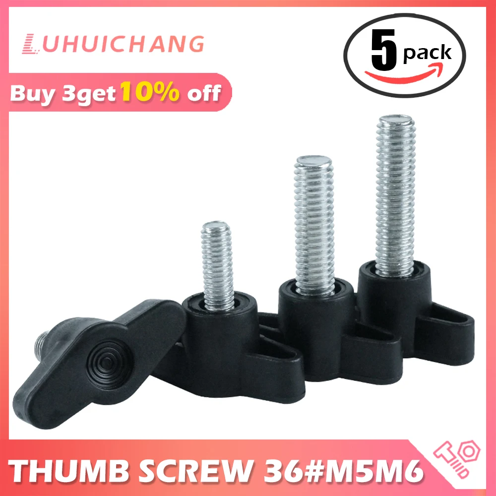 LUHUICHANG 3/5PCS M6 M8 T typ Nylon Kunststoff Kopf Griff Rändelschraube Bakelit Bolzen Kopf durchmesser 36mm Image