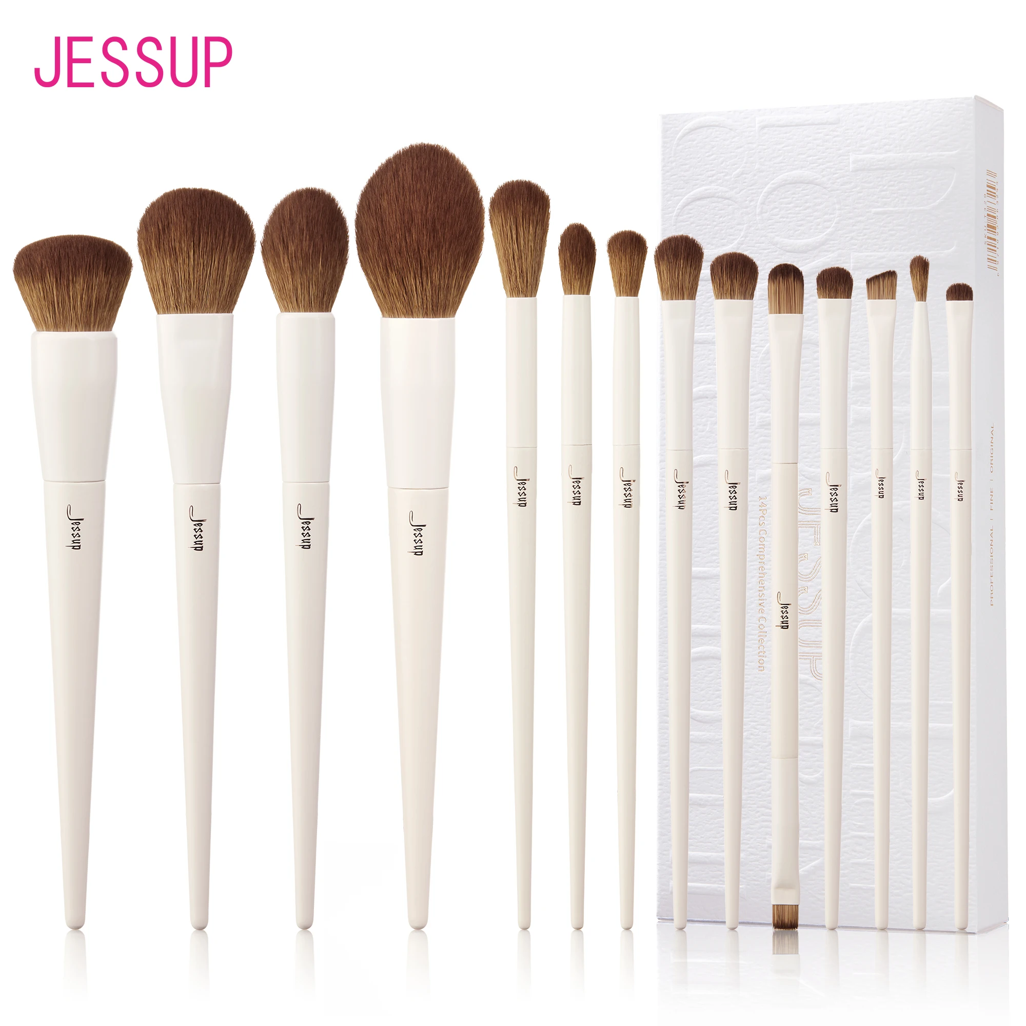 Jessup Make-up-Pinsel, 10–14 Stück, Make-up-Pinsel-Set, synthetischer Foundation-Pinsel, Puder, Kontur, Lidschatten, Liner, Blending, Highlight T329 Image