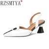 Neue Spitz Frauen Sandalen 2021 Frühling Sommer Mittlere Ferse Hohl Schuhe Mode frauen Schuhe Obuv Zapatos Mujer Größe 41
