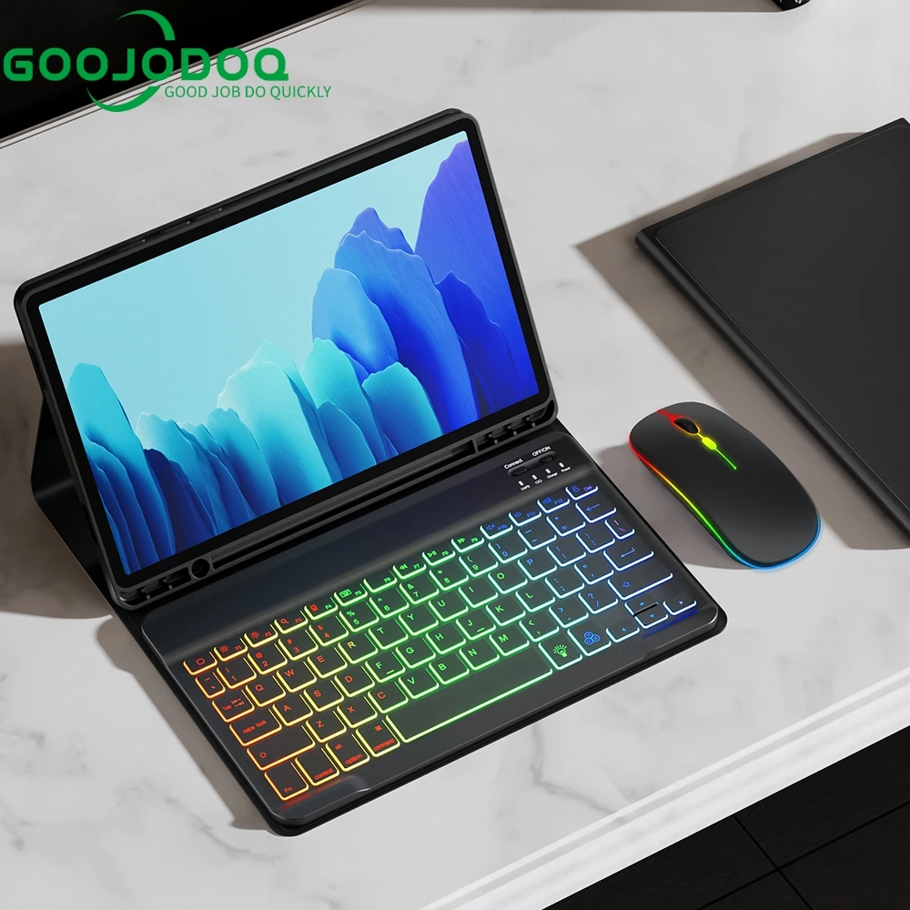 Funda für Samsung Galaxy Tab S7 Fe Fall Tastatur für Samsung Tab S6 Lite Fall Regenbogen Tastatur Maus für Samsung Tab S7 S8 Fall Image