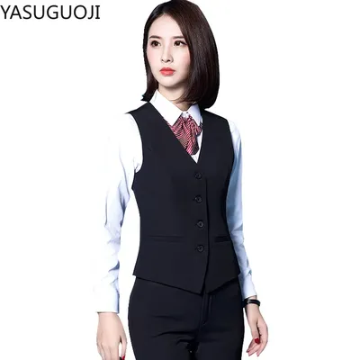 Yasuguoji New Fashion Business Slim Fit Frauen Weste ol V-Ausschnitt formelle Büro Damen Weste