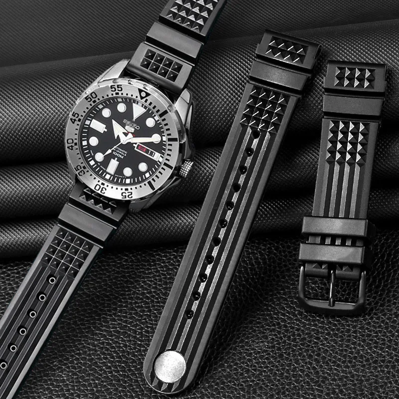 Für Seiko SRP601J1 Wasser geist konserven Uhr tauchen strap wasserdicht Armband männer silikon schwarz blau Sport strap 20mm 22mm Image