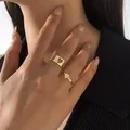 Gold Farbe 2 teile/satz Paar Ringe Frauen Offene Ringe Set Einstellbare Hochzeit Ringe Mode