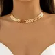 PuRui Mode Gold Farbe Metall Kurze Kette Colliers Halskette für Frauen Schmuck Flache Herz Charme
