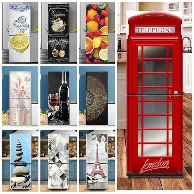Roter, mit Phonebooth bedruckter Kühlschranktür-Wandbild-Abdeckungsaufkleber, individuelle Image